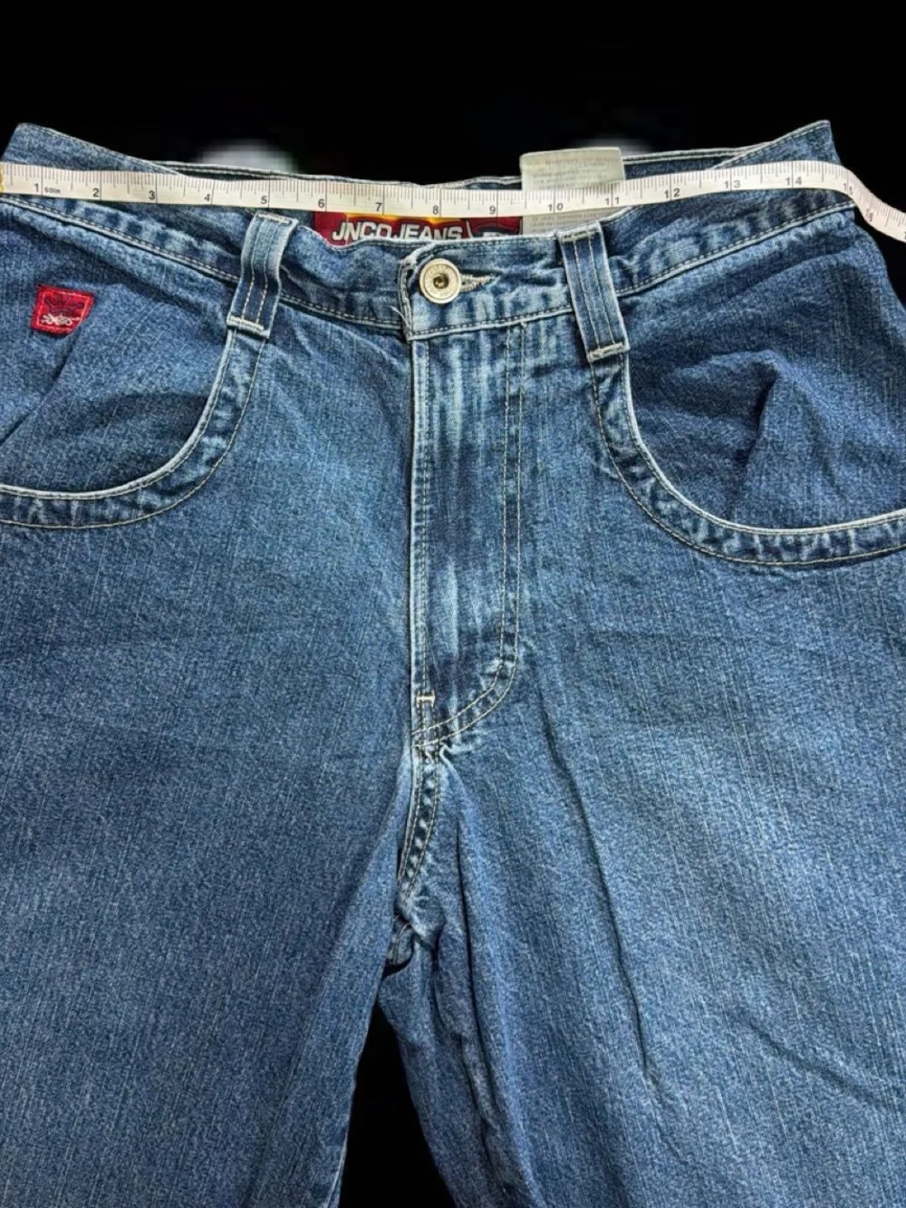 Y2k JNCO Jeans Blue Denim Waistband with Crown Logo 30/30